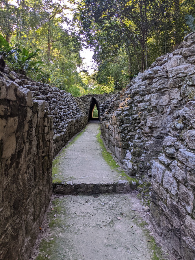 Entrance to Becán Mexico with its unique defensive moat surrounding the Mayan ruins