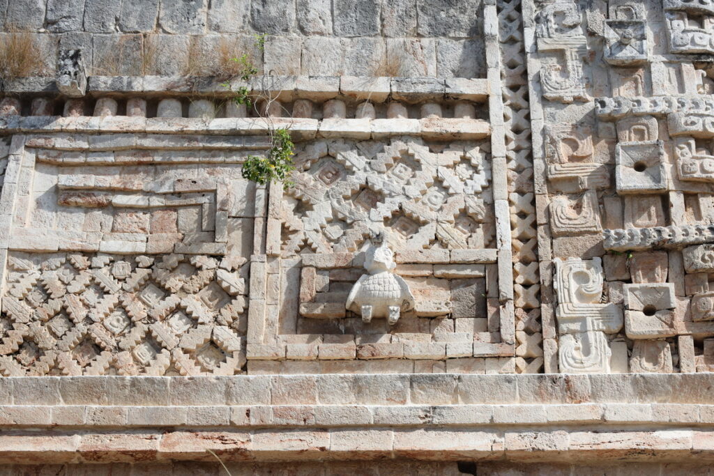 Quadrangle of Birds at Uxmal Mexico – detailed Mayan carvings and Puuc architecture