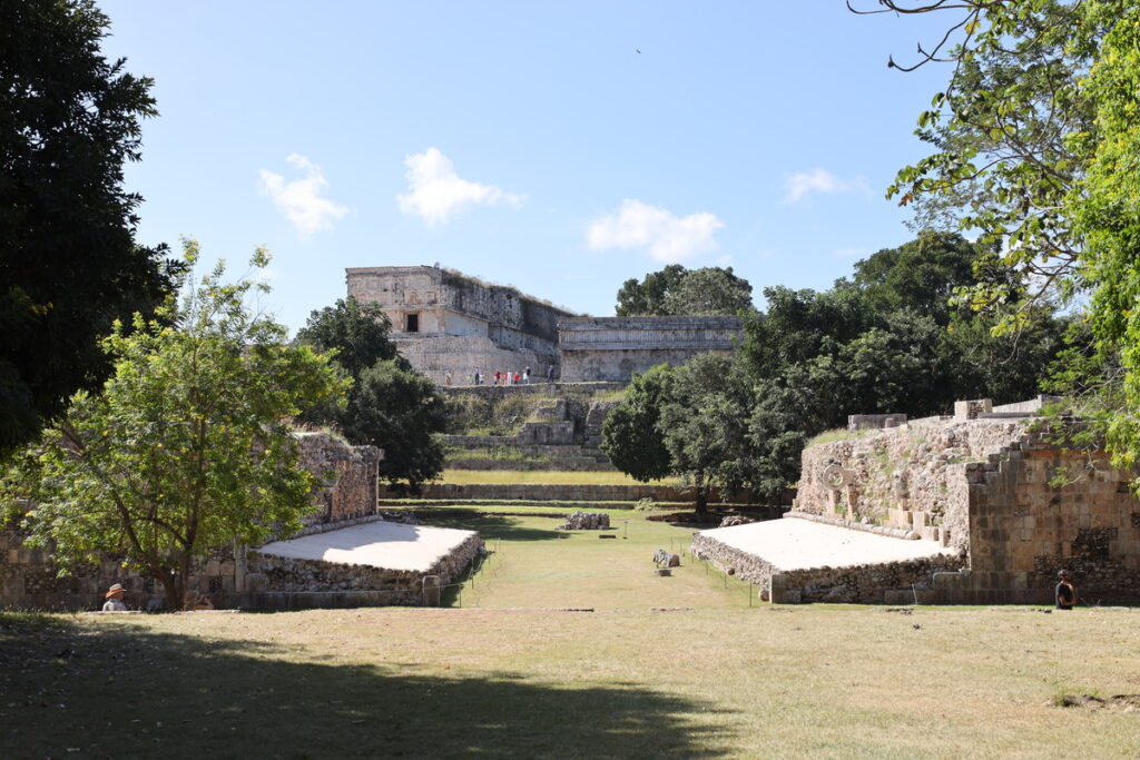 Mayan ballgame court at Uxmal Mexico – historic ritual space among the ruins
